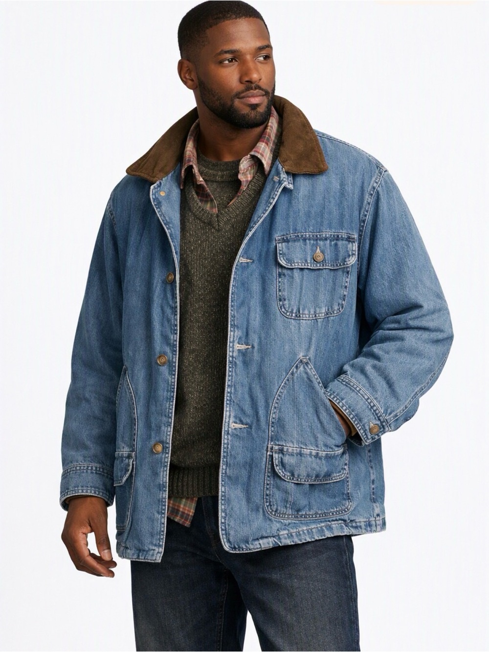 GAP Vintage 90s Denim & Leather Chore Jacket | Utility Barn Coat | Men’s M Rare